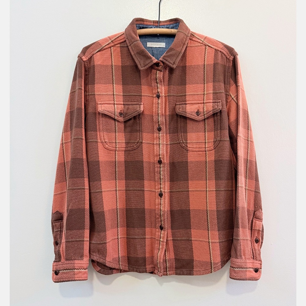 Outerknown Blanket Shirt Terracotta Plaid M/L Organic Cotton Granola Western